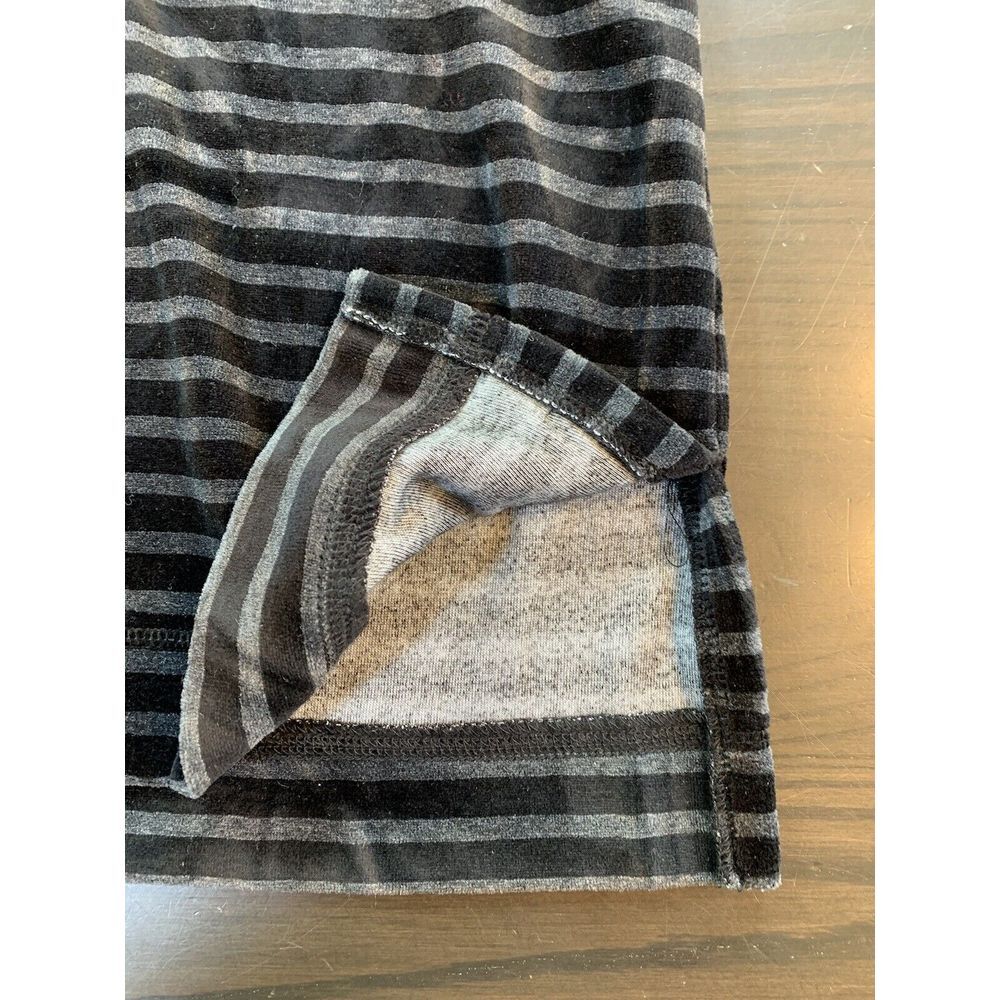 Talbots Top Women's Petites Small SP Soft Cozy  Black Stripe V Neck Velour Hygge - Picture 6 of 14